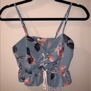 Floral Blue Cropped Top